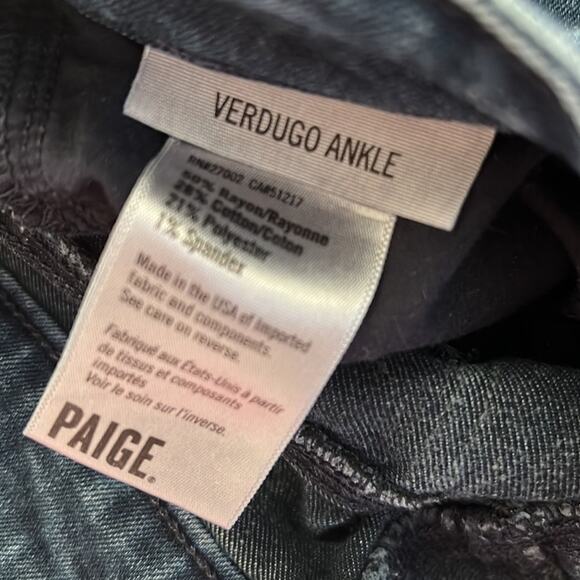 Paige Dark Blue Wash Verdugo Ankle Skinny Jeans Women's size 26 - Picture 4 of 7